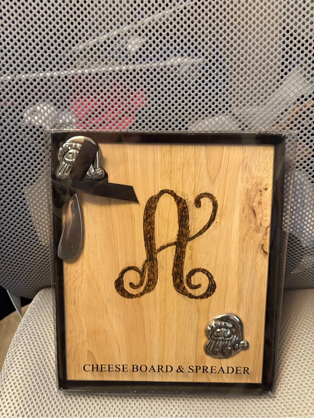 Monogram 'A' Wood Santa holidaCheese Board & Spreader - Unbranded - Natural Wood